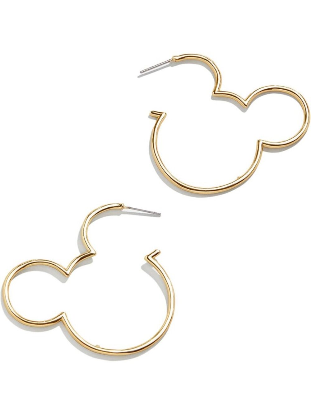Gold-Plated Mickey Mouse Hoop Earrings - Simple Disney Silhouette Jewelry for